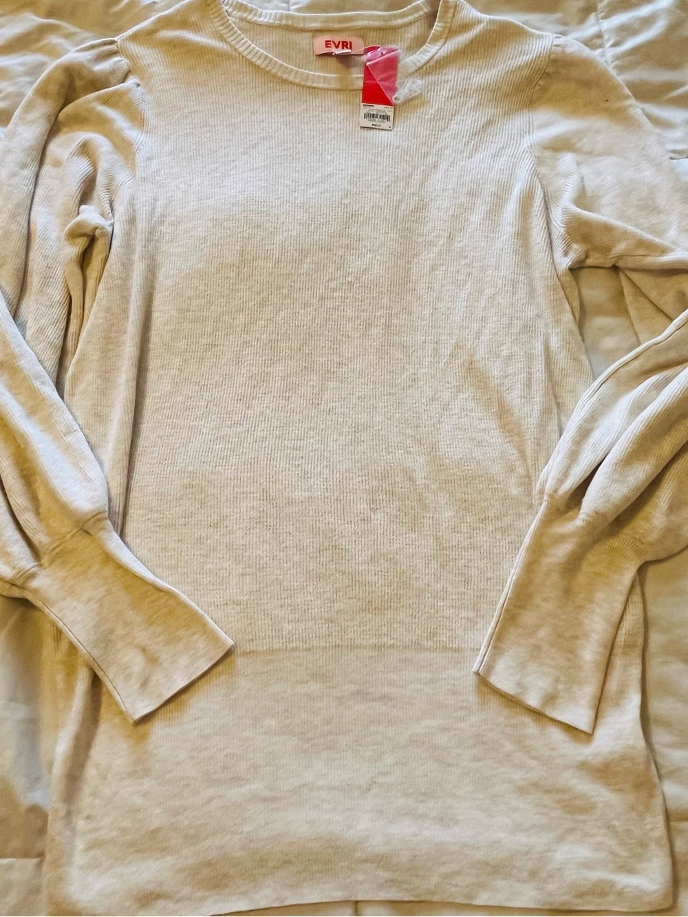 EVRI Cream Ribbed Knit Sweater